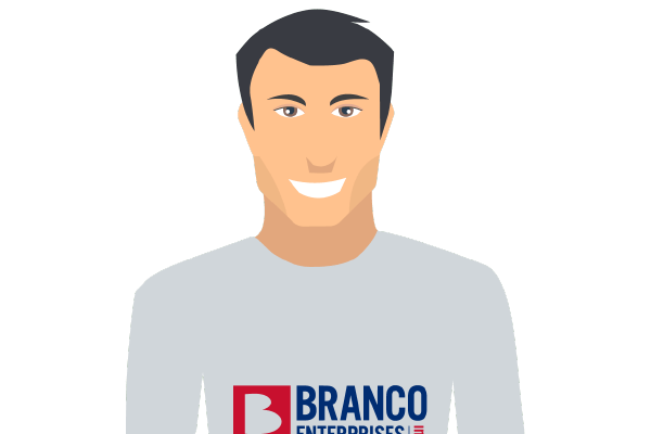 illustration of male wearing Branco logo